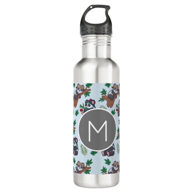Cute Chinese Pandas Pattern Monogram 710 Ml Water Bottle (Front)
