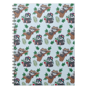 Cute Chinese Pandas Pattern Notebook
