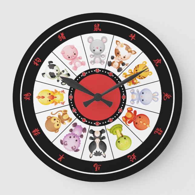 Cute Chinese Zodiac Circle wall clocks (Front)