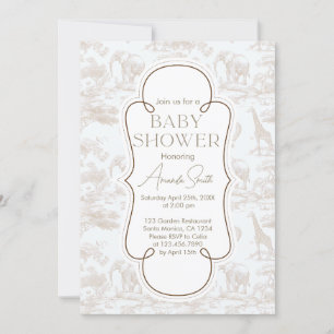 Cute Chinoiserie Toile de Jouy baby shower Invitation