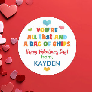 Cute Chip Bag School Valentine Day Classic Round Sticker
