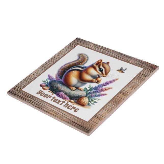 Cute chipmunk add text watercolor tile (Side)