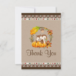 Cute Chipmunk and Pumpkin Baby Shower Thanks Thank You Card