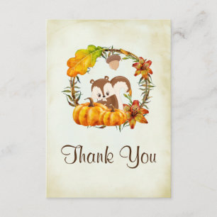 Cute Chipmunk and Pumpkin Baby Shower Thanks Thank You Card
