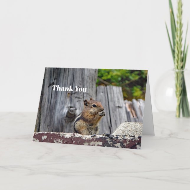 Cute Chipmunk Animal Photo Thank You Card (Front)