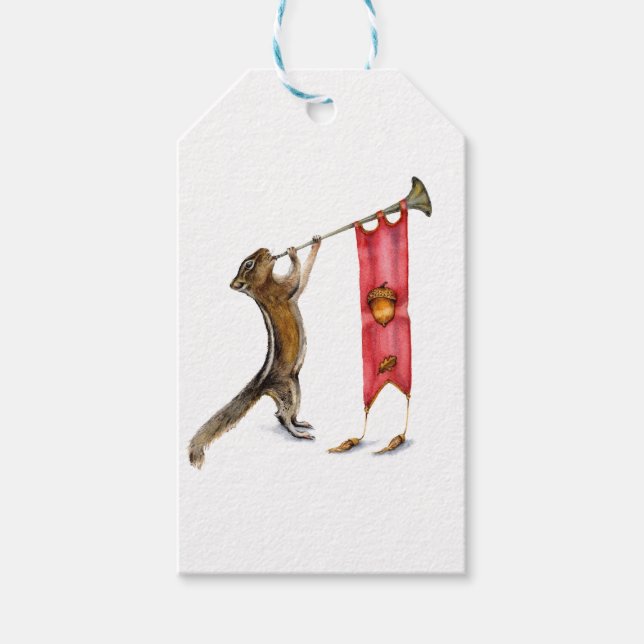 Cute Chipmunk Announcer Gift Tags (Front)