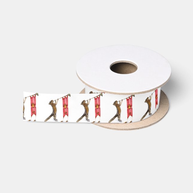 Cute Chipmunk Announcer Satin Ribbon (Spool)