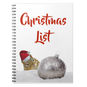 Cute Chipmunk Christmas List Notebook