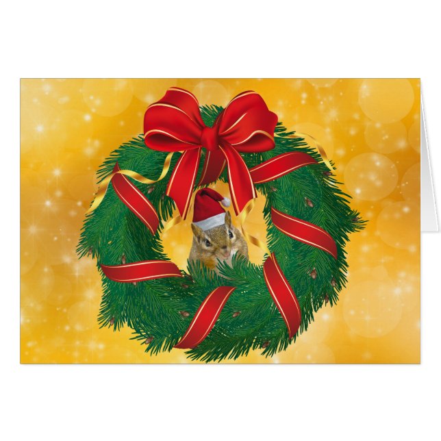 Cute Chipmunk Christmas Wreath (Front Horizontal)