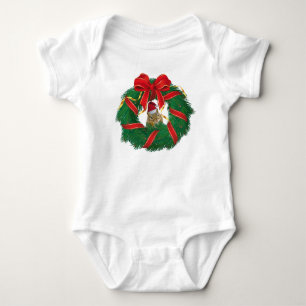 Cute Chipmunk Christmas Wreath Baby Bodysuit
