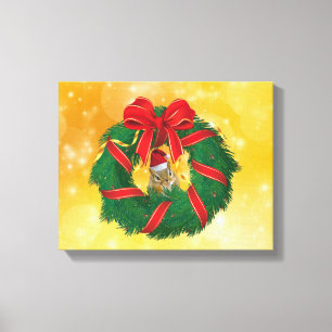 Cute Chipmunk Christmas Wreath Canvas Print