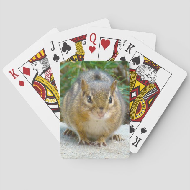 Cute Chipmunk Has His Eye On You Playing Cards (Back)
