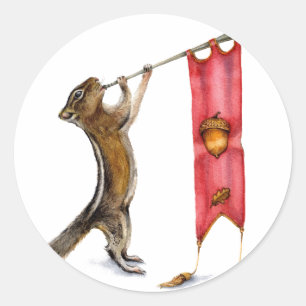Cute Chipmunk Herald Classic Round Sticker