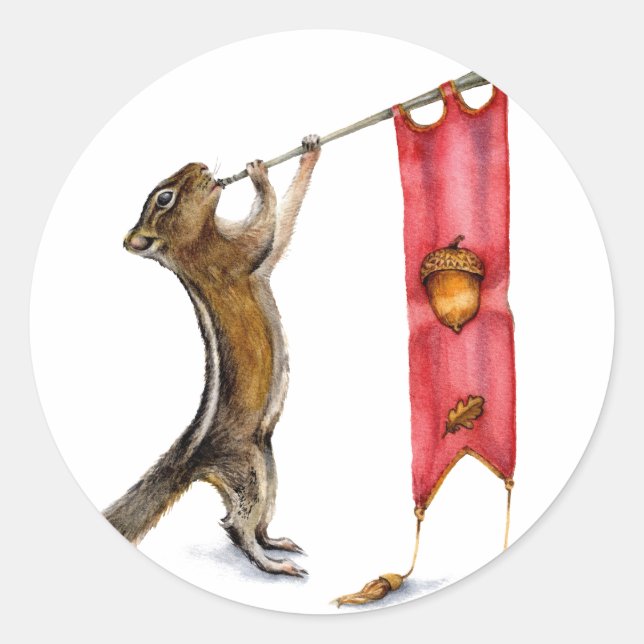 Cute Chipmunk Herald Classic Round Sticker (Front)