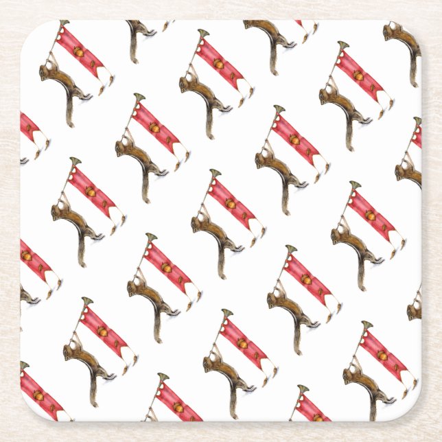 Cute Chipmunk Herald Square Paper Coaster (Front)