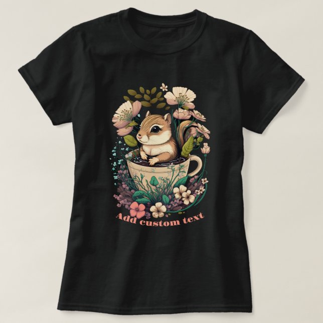 Cute Chipmunk in a cup wildflower, Chipmunk Lovers T-Shirt (Design Front)