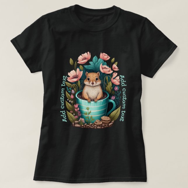 Cute Chipmunk in a cup wildfower, Chipmunk Lovers T-Shirt (Design Front)