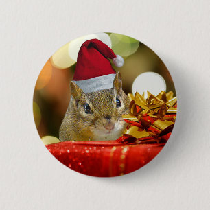 Cute Chipmunk Merry Christmas 6 Cm Round Badge