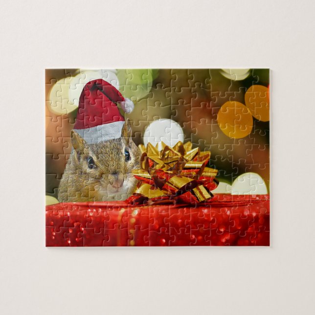 Cute Chipmunk Merry Christmas Jigsaw Puzzle (Horizontal)