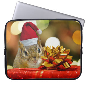 Cute Chipmunk Merry Christmas Laptop Sleeve