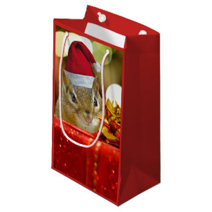 Cute Chipmunk Merry Christmas Small Gift Bag