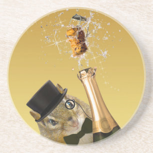 Cute Chipmunk New Year’s Eve Party Coaster