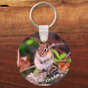 Cute Chipmunk On Rock Personalized Key Ring