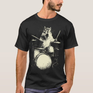 Cute Chipmunk Playing Drums Funny Music Dog Drumme T-Shirt