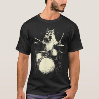 Cute Chipmunk Playing Drums Funny Music Dog T-Shirt
