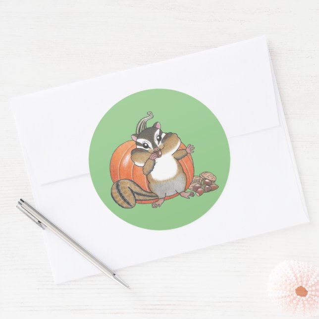 Cute Chipmunk Pumpkin Sticker (Envelope)