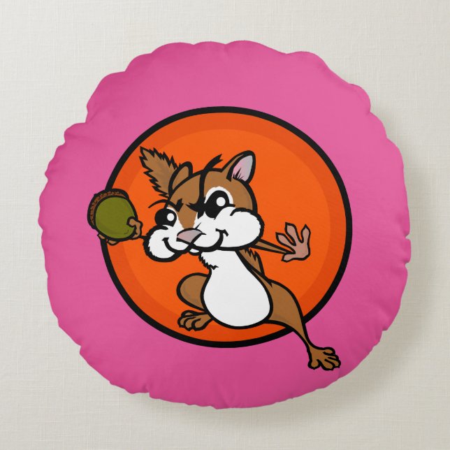 CUTE CHIPMUNK ROUND THROW PILLOW (Front)
