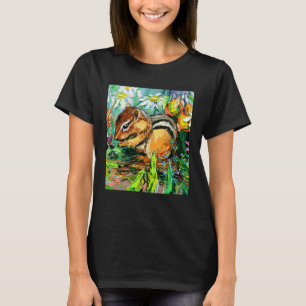 Cute Chipmunk Spring Flowers Animal Impressionist T-Shirt