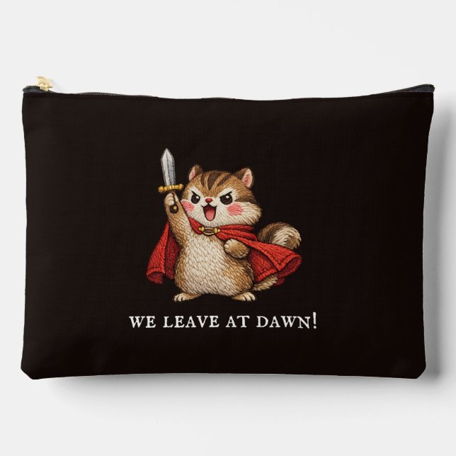 Cute Chipmunk Warrior Leave at Dawn Funny Mediaeva Accessory Pouch (Front)