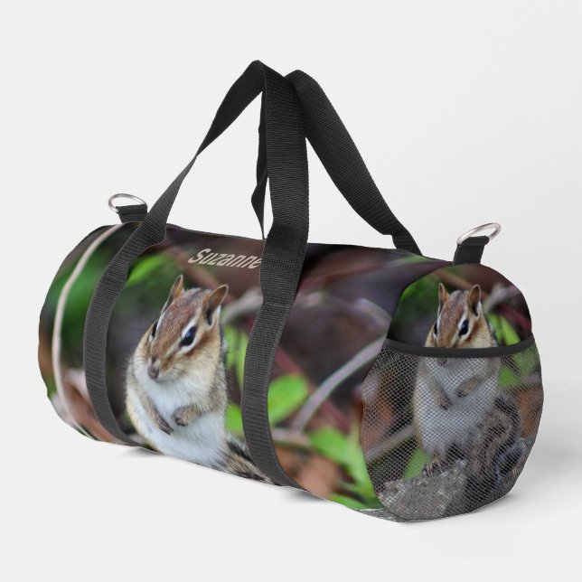 Cute Chipmunk Wildlife Animal Personalised Duffle Bag (Right Corner)
