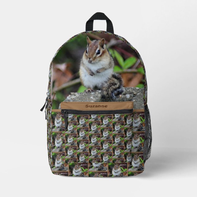 Cute Chipmunk Wildlife Animal Personalised Printed Backpack (Front)