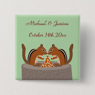Cute Chipmunks Fall Wedding Custom 15 Cm Square Badge
