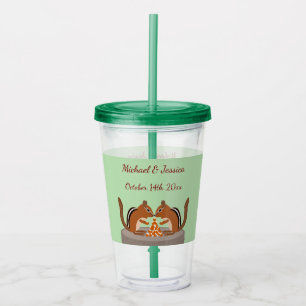 Cute Chipmunks Fall Wedding Custom Acrylic Tumbler