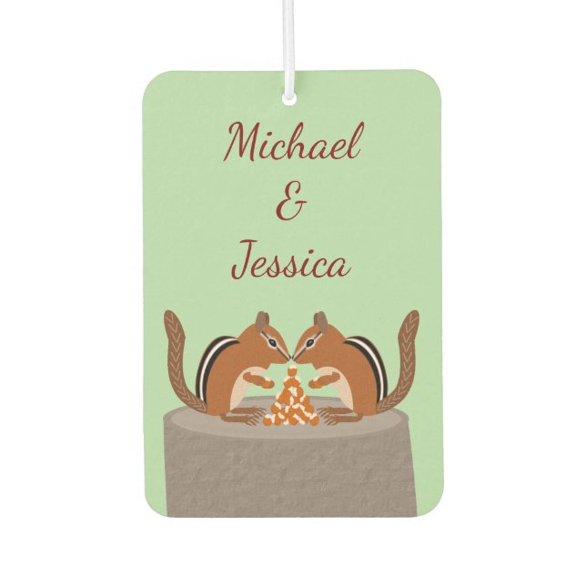 Cute Chipmunks Fall Wedding Custom Car Air Freshener (Front)