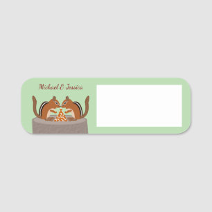 Cute Chipmunks Fall Wedding Custom Name Tag
