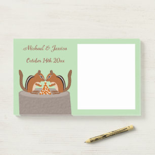 Cute Chipmunks Fall Wedding Custom Post-it Notes