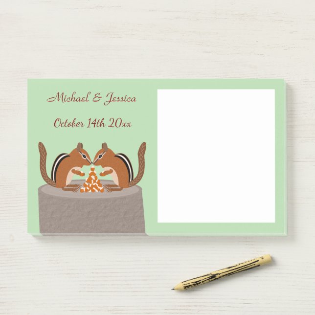 Cute Chipmunks Fall Wedding Custom Post-it Notes (On Desk)