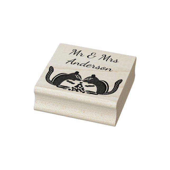 Cute Chipmunks Fall Wedding Custom Rubber Stamp (Stamp)