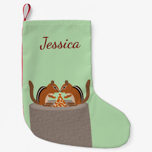Cute Chipmunks Fall Wedding Custom Small Christmas Stocking