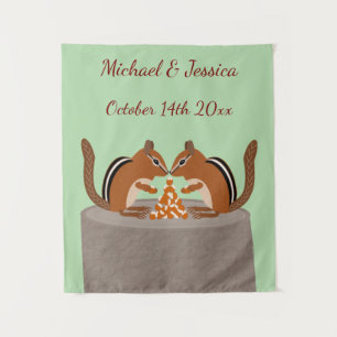 Cute Chipmunks Fall Wedding Custom Tapestry