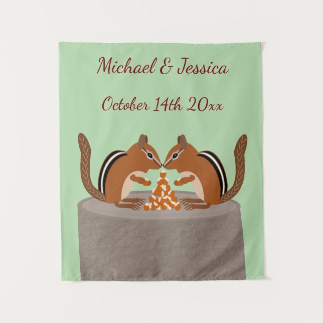 Cute Chipmunks Fall Wedding Custom Tapestry (Front)