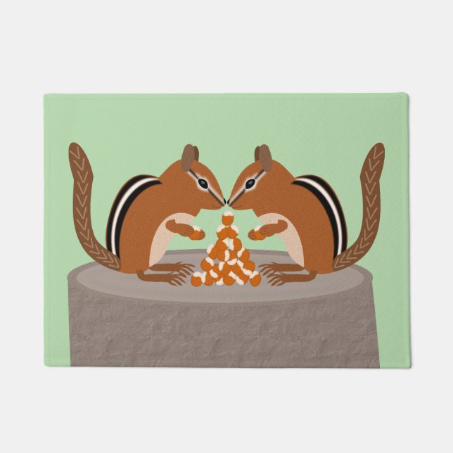 Cute Chipmunks Fall Wedding Doormat (Front)
