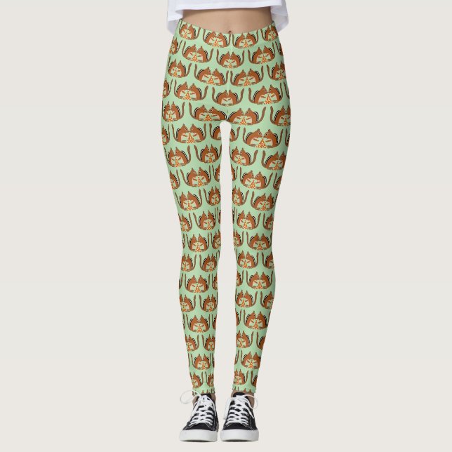 Cute Chipmunks Fall Wedding Patterned Leggings (Front)