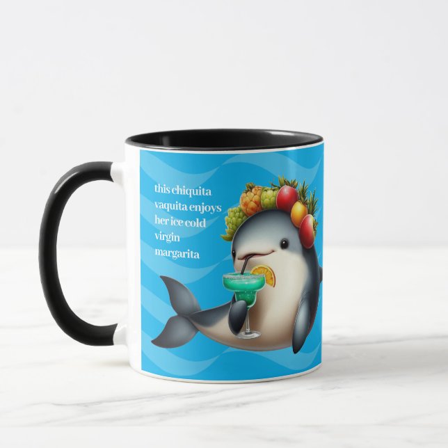 Cute Chiquita Vaquita Enjoying a Virgin Margarita Mug (Left)