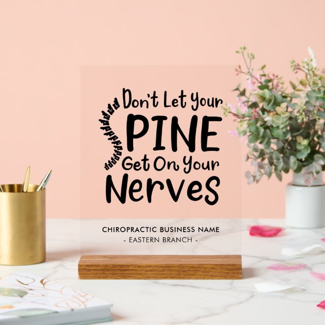 Cute Chiropractic Business Name and Office Acrylic Sign (Wedding)