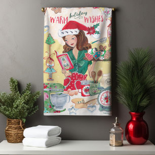 Cute Chirstmas Nutcracker Cookies Mrs Santa Woman Tea Towel